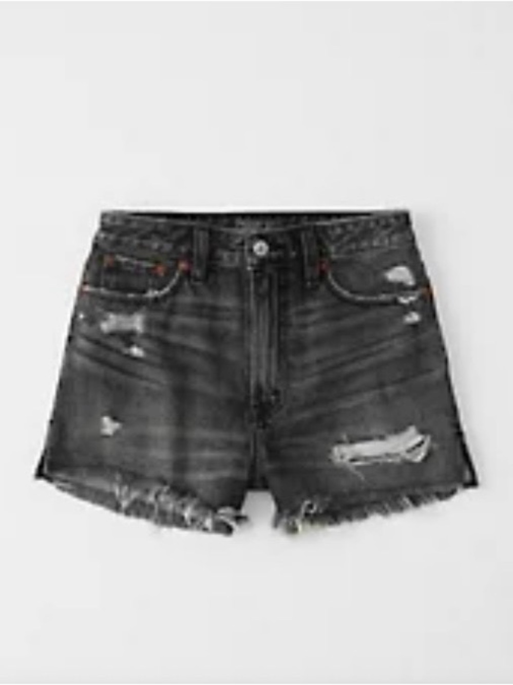 Abercrombie & Fitch Annie High Rise Girlfriend Jean Shorts in Ripped Black Wash